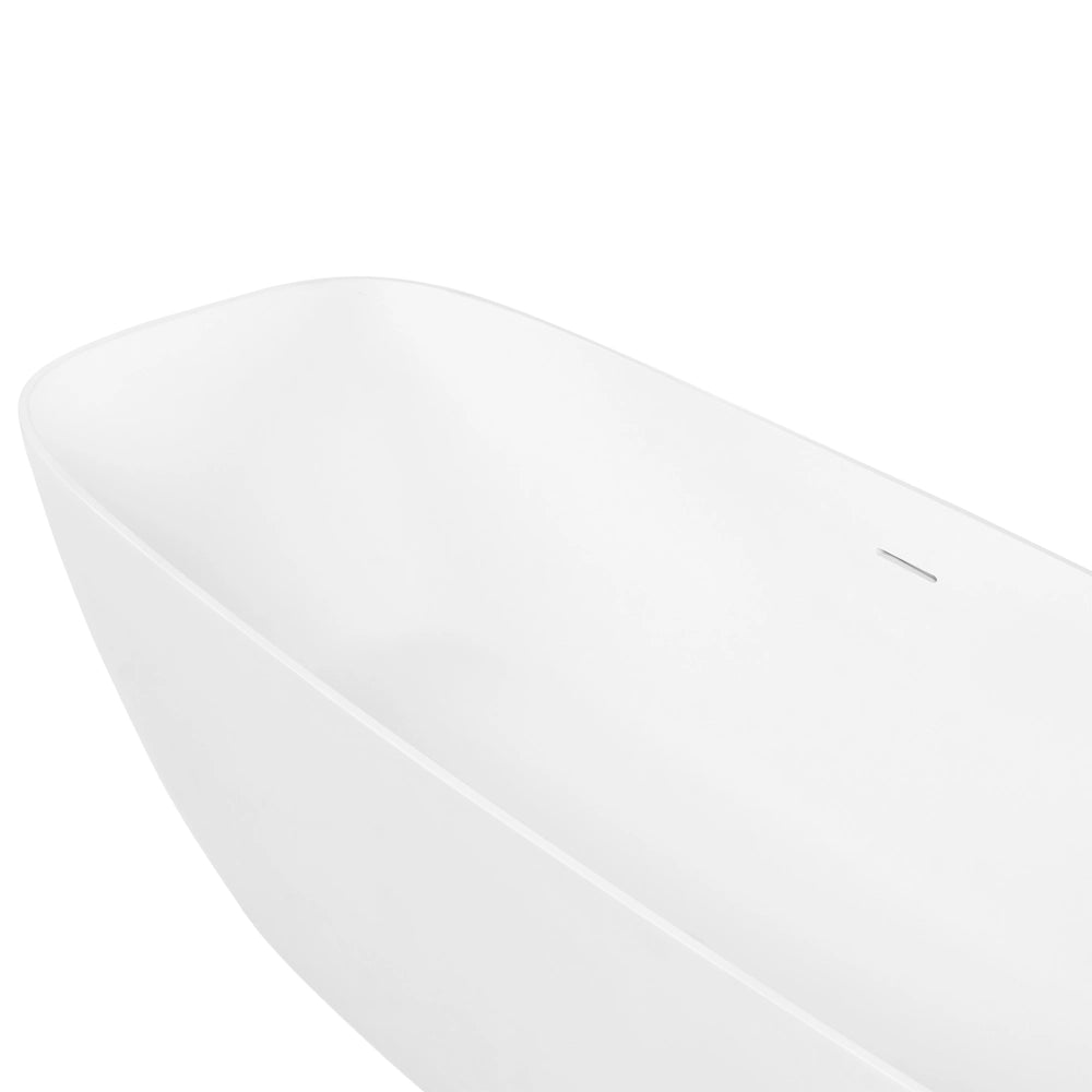 Vasca da bagno freestanding bianca in solid surface, vasca da immersione con bordo sottile, 170 cm bianca