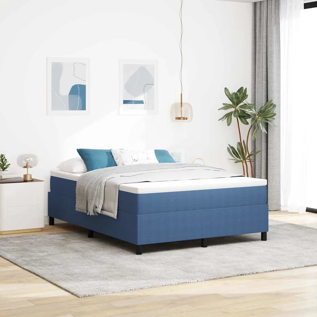 Letto a molle Blu e Bianco 160 x 200 cm Tessuto in Cords 3337475