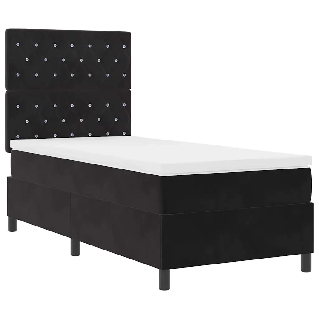 Letto a Sorgente LED con materasso Nero 100 x 200 cm Tessuto