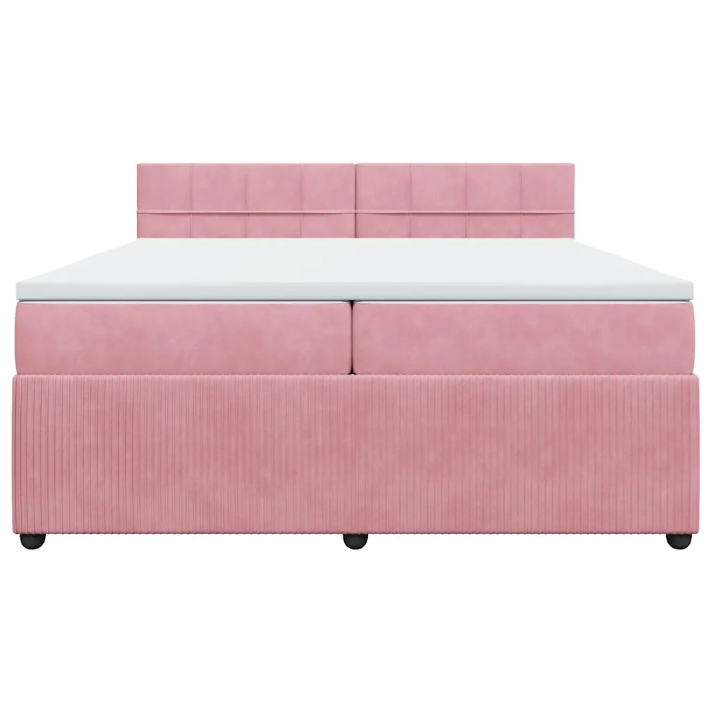 Giroletto a Molle con Materasso Rosa 200x200 cm in Velluto