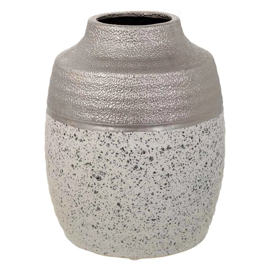 Vaso in ceramica argento 16x16x20h