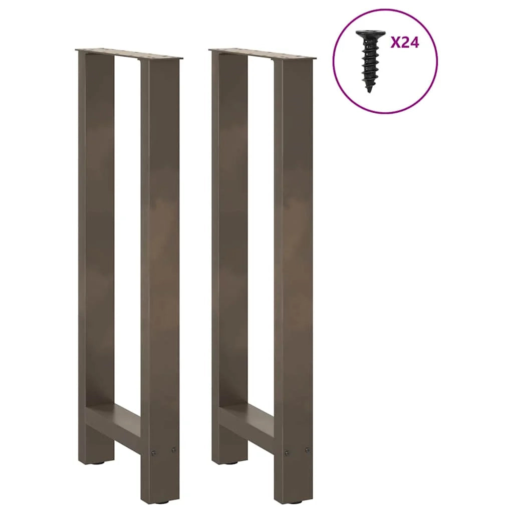 Set di 2 gambe per tavolo da bar regolabili dal design moderno in acciaio verniciato a polvere 50 x 100 cm acciaio naturale 02_0057583