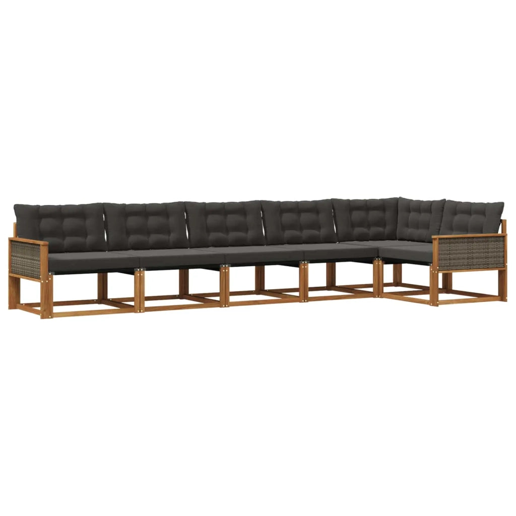 Set di divani da esterno con cuscino 6 pcs Naturale e Nero 3381452