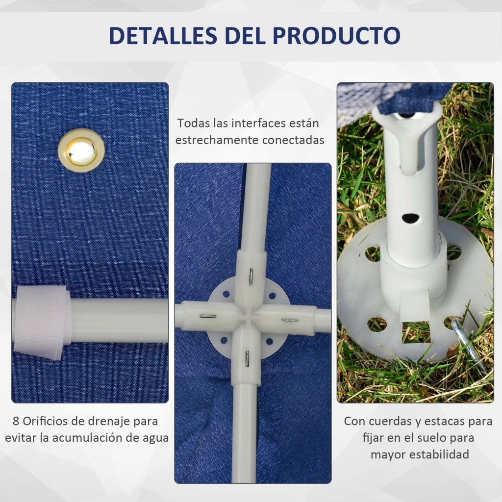 Gazebo da Giardino 3x3 m con 4 Pannelli Laterali Zanzariera Impermeabile Protezione UV ¨C Xylo ¨C Blu