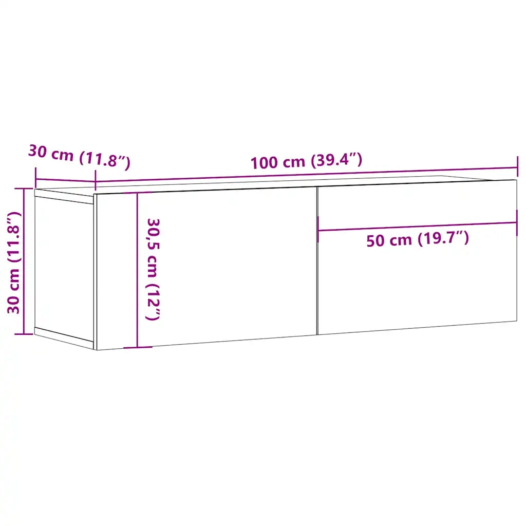 Mobile Porta TV Rovere Sonoma 100x30x30 cm in Legno Multistrato 801484