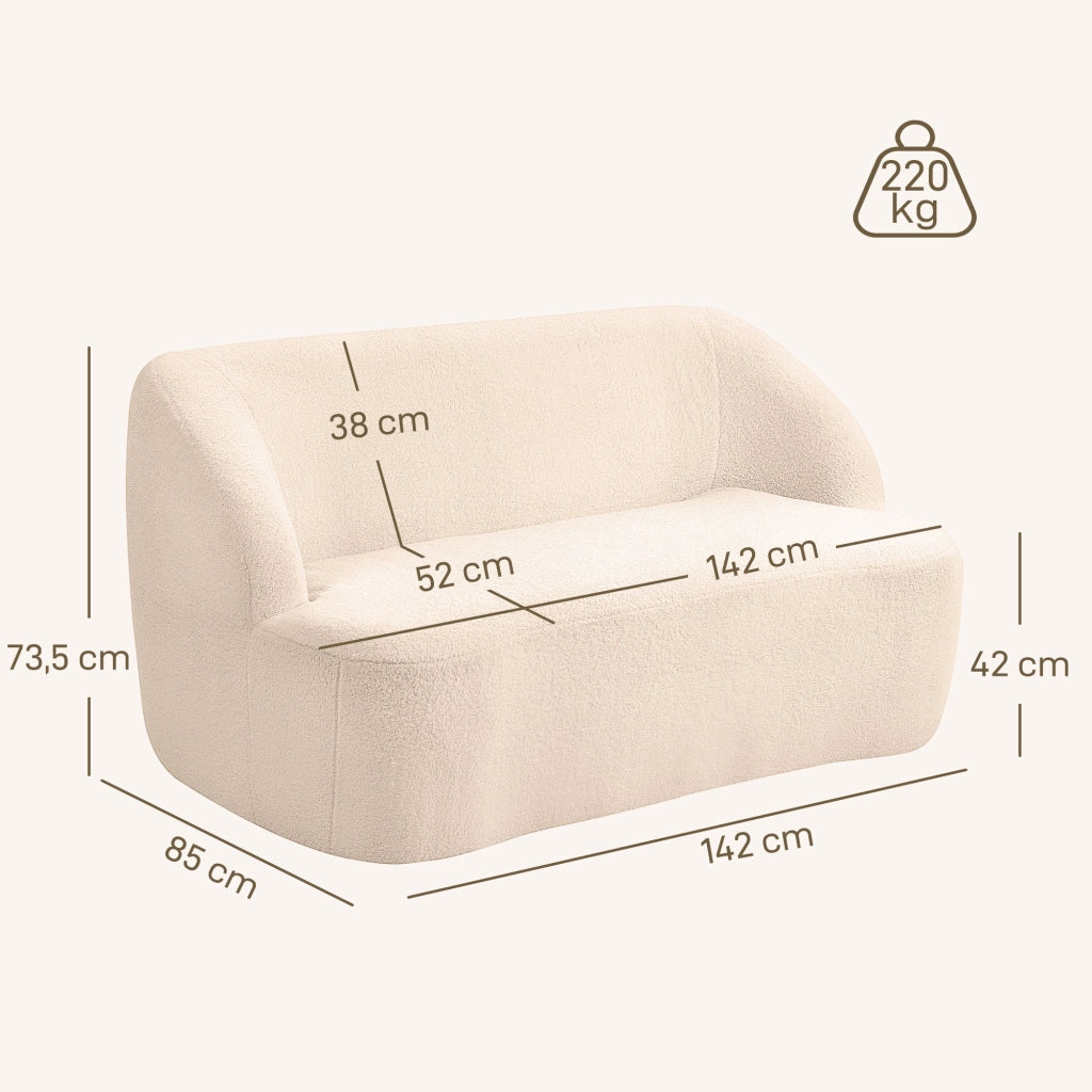 Divano 2 posti in tessuto beige ¨C Minimal ¨C 142 cm