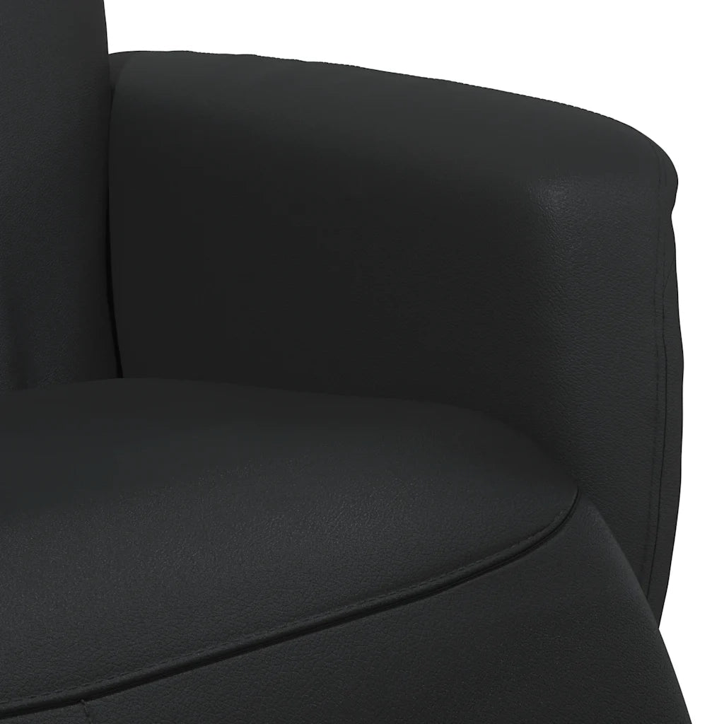 Poltrona Reclinabile con Poggiapiedi Nera in Similpelle 356549