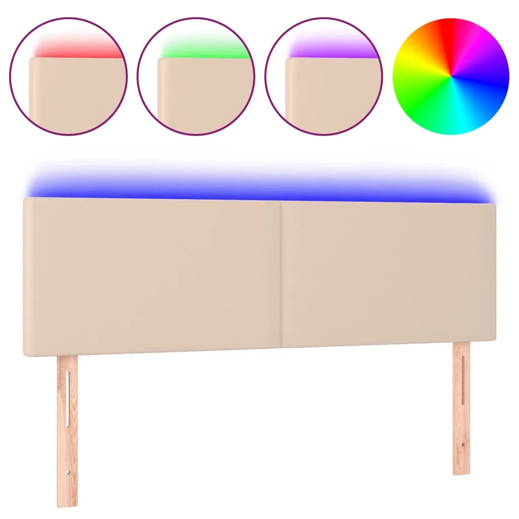 Testiera | Testata Cappuccino a LED 144x5x78/88 cm in Similpelle