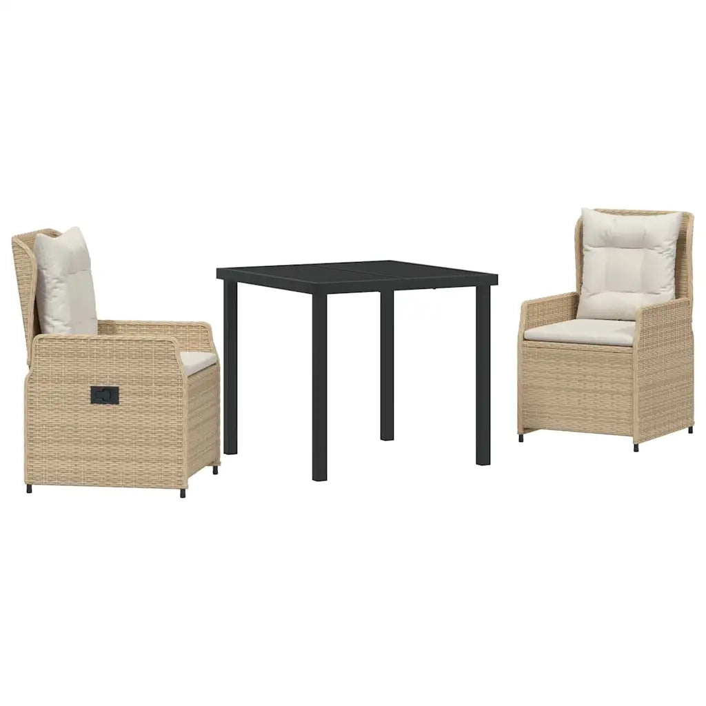 Set da Pranzo per Giardino 3 pcs Beige e Grigio Chiaro