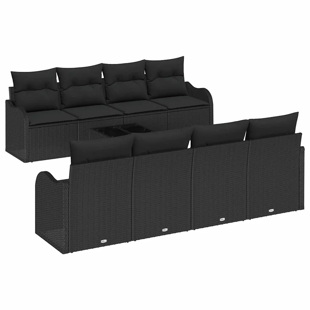 Set Divano da Giardino con cuscino con archiviazione 9 pcs Nero 3354302