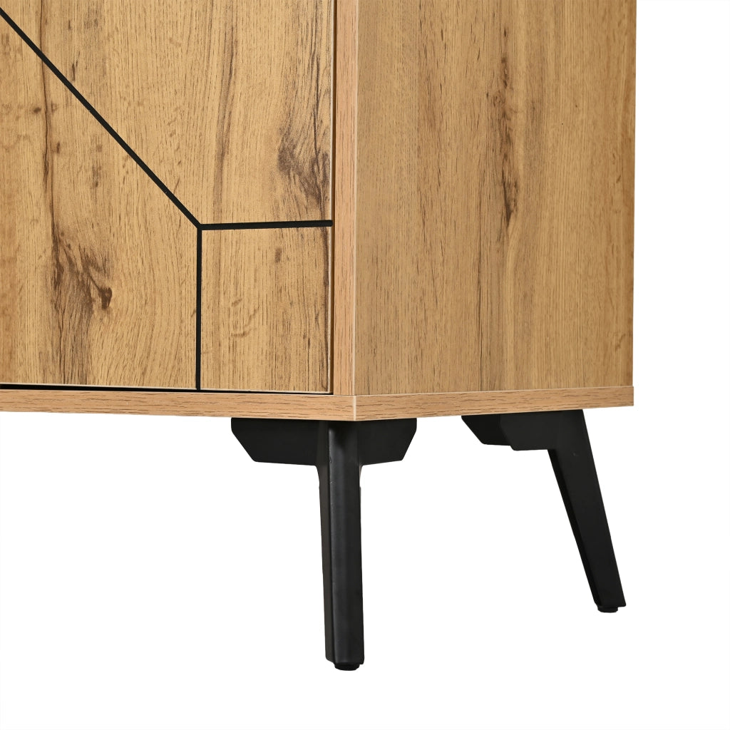 Madia con 4 ante a pressione e 4 scomparti; per soggiorno o cucina; colore naturale; 120 × 35 × 69 cm