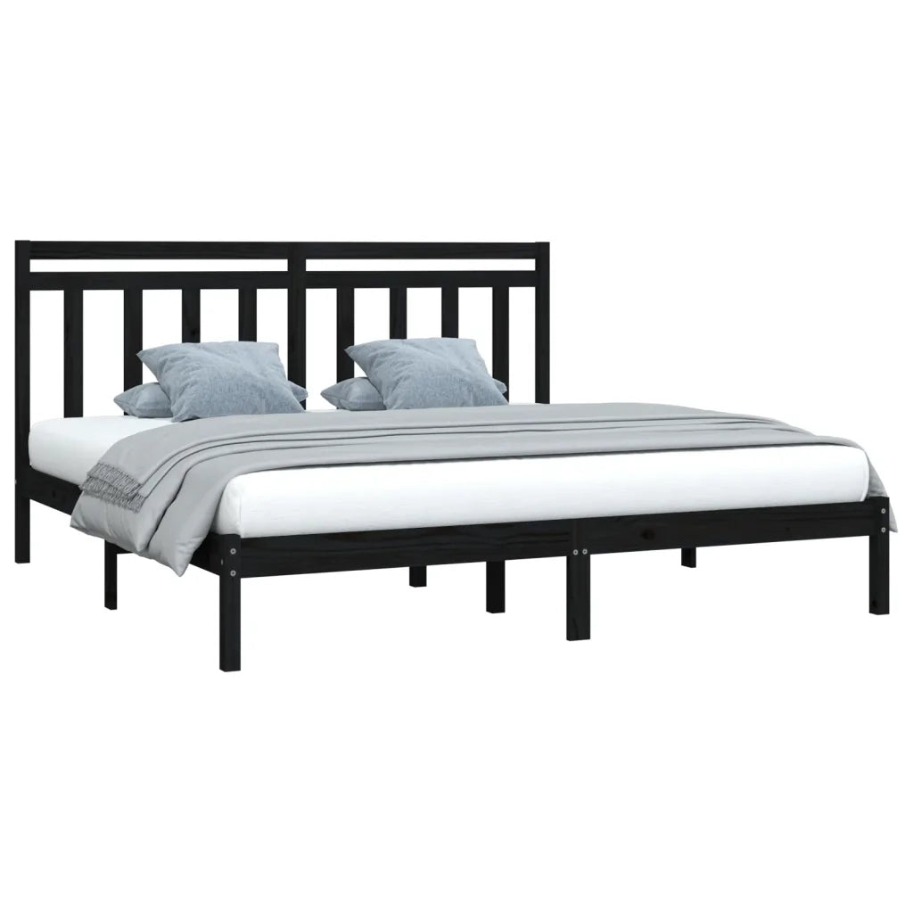 Giroletto-Struttura Letto Nero in Legno Massello 200x200 cm 150703