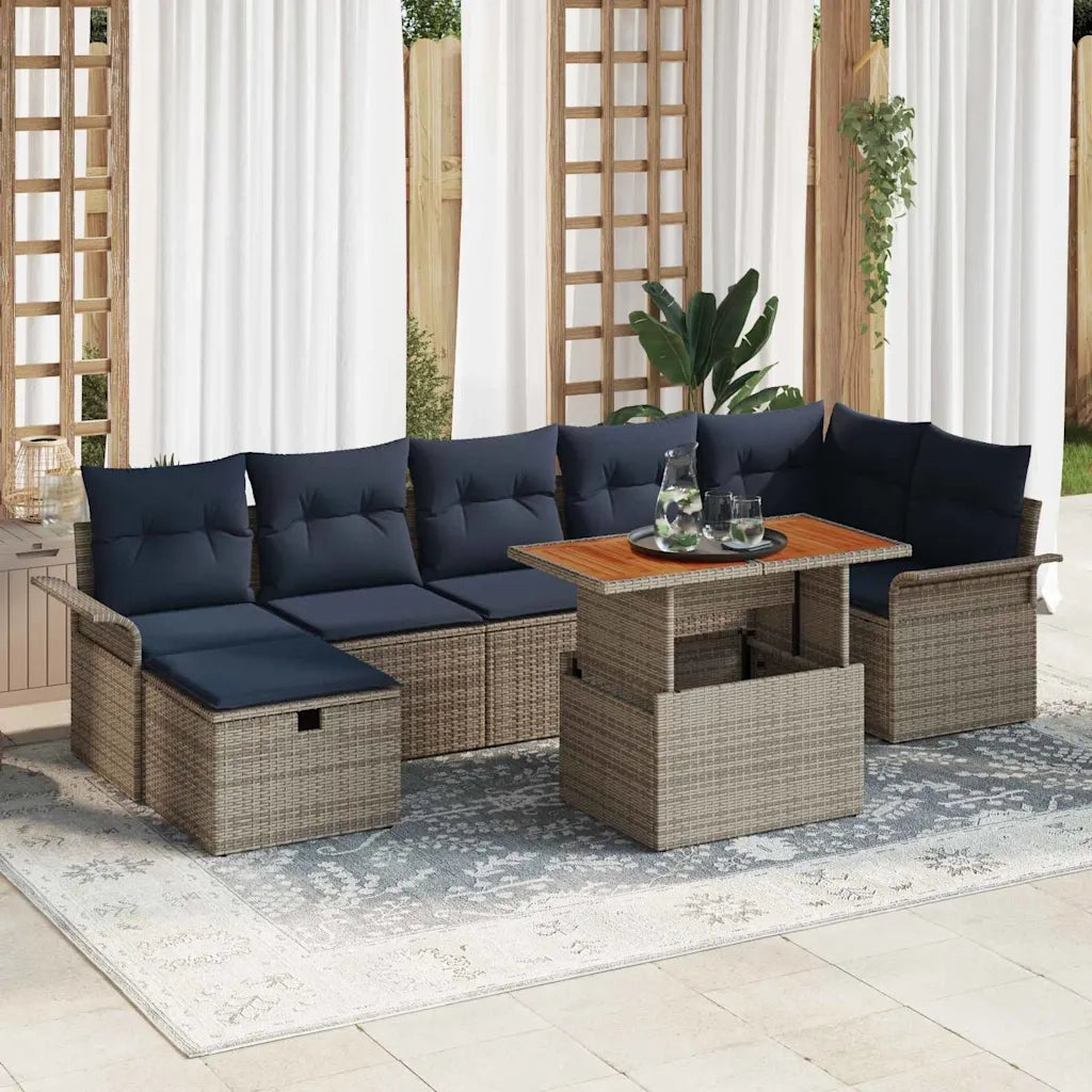 Set Divano da Giardino 8 pcs Grigio polyrattan 3361255
