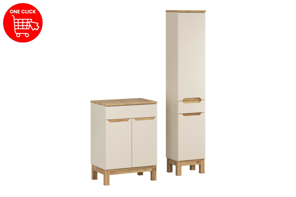 Set mobili bagno 60 cm con piano e Szafką wysoką Bali Cashmere 60 x 1401 x 46 cm