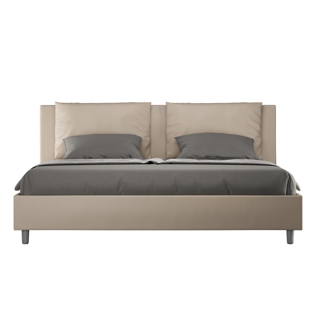 BS COM Letto senza rete imbottito 180x210 similpelle tortora