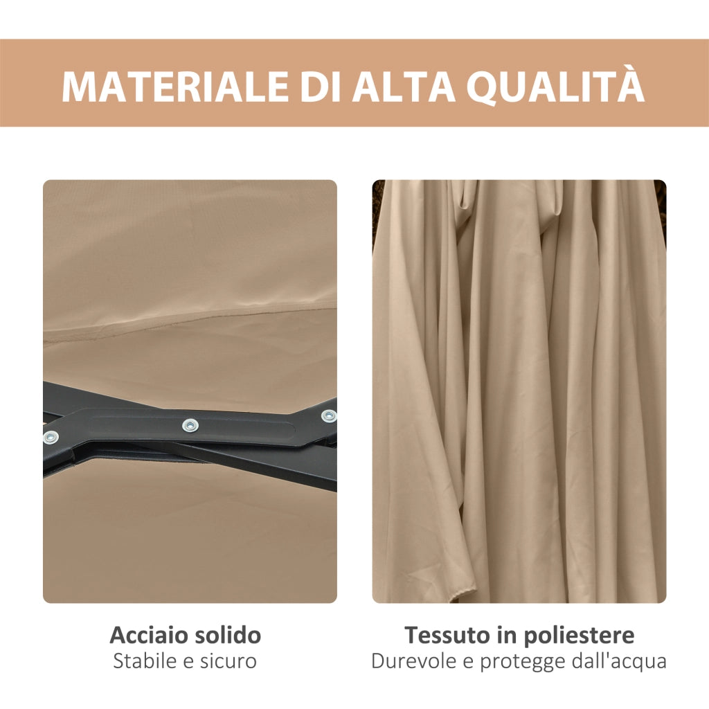 Ombrellone Doppio da Giardino con 48 Luci LED ¨C Xylo ¨C 4.5m Beige