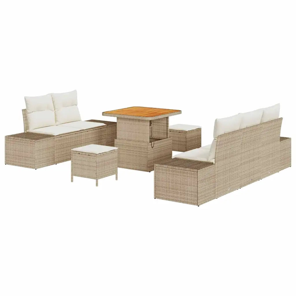 Set Divano da Giardino con cuscino 8 pcs Beige polyrattan 3362726