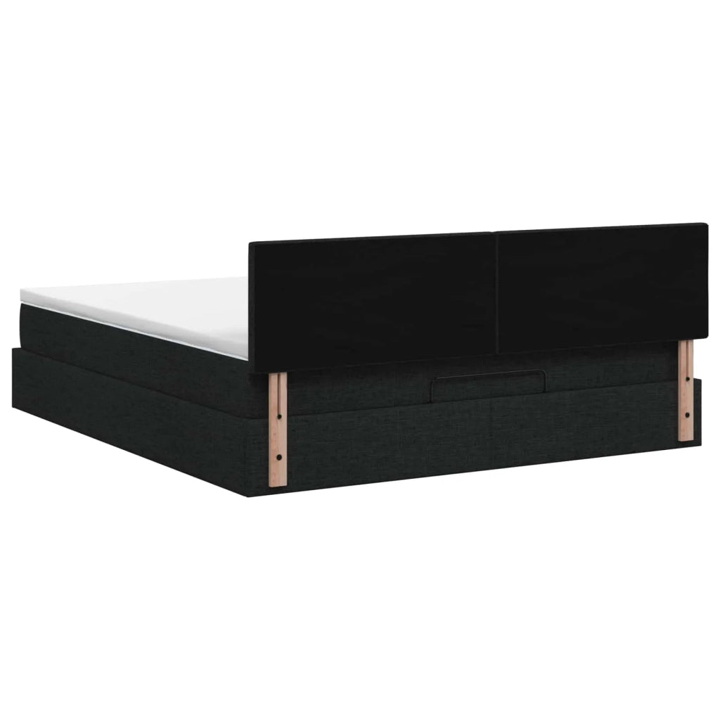 Letto Ottomano con Materasso e LED Nero 140 x 200 cm Tessuto 3456914