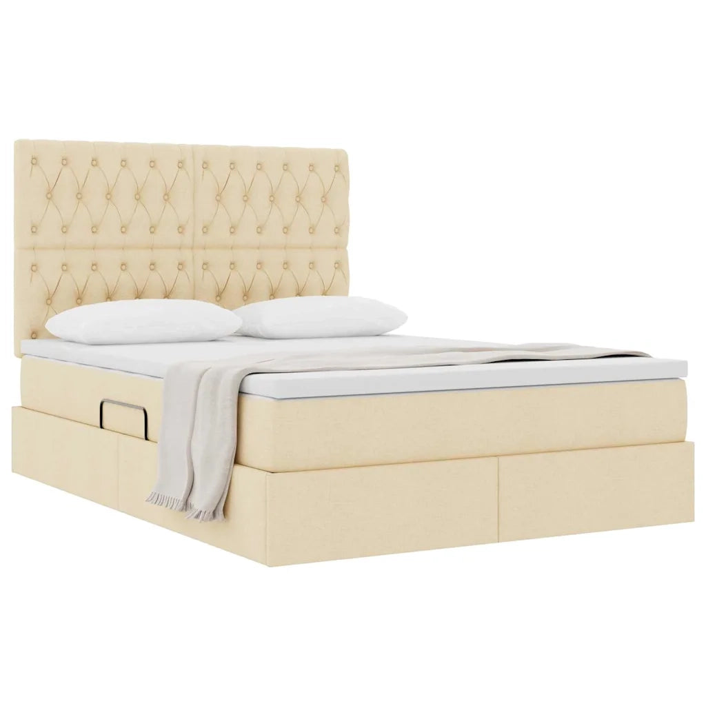 Letto con contenitore e materasso Crema 140 x 190 cm Poliestere 3371845