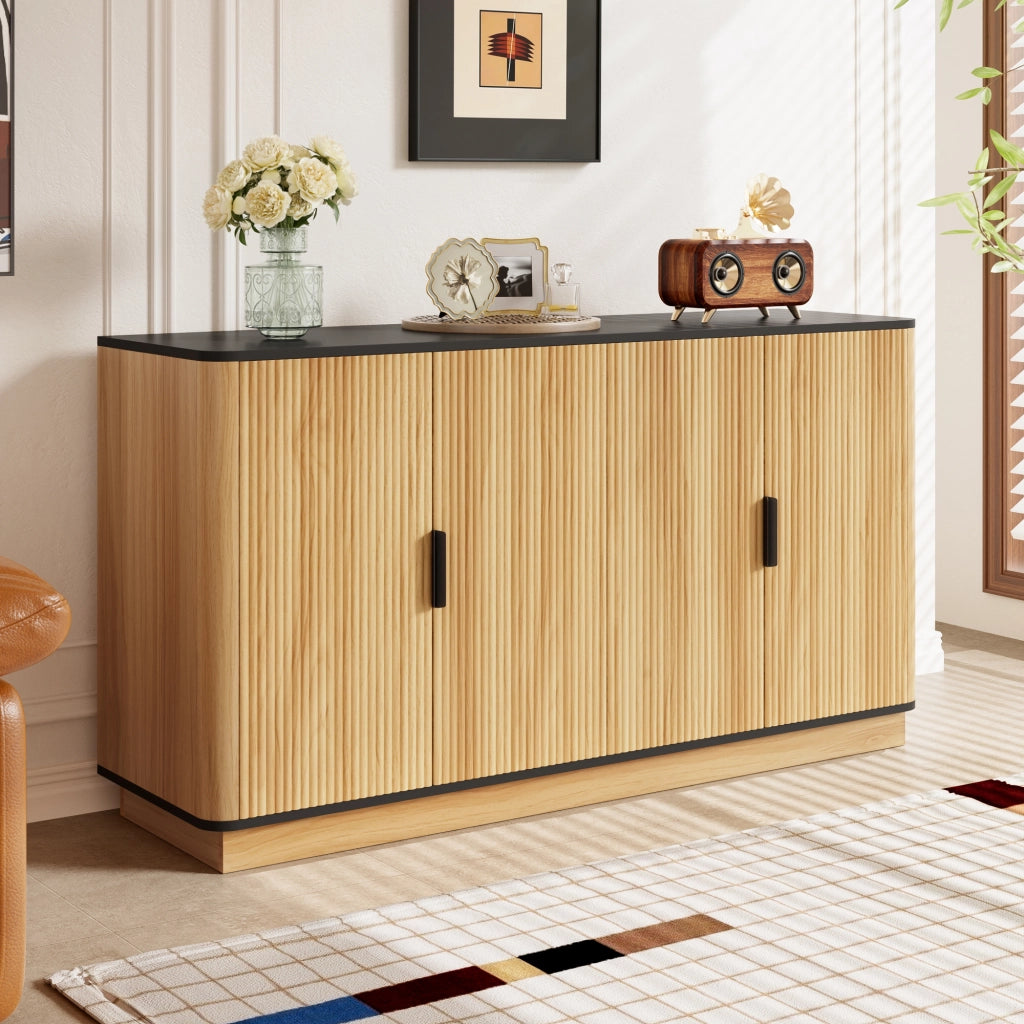 MADIA con ante effetto onde 139x40x75 cm naturale in truciolare
