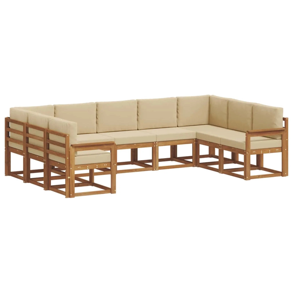 Set di divani da esterno con cuscino 9 pcs Naturale e Beige 3366976