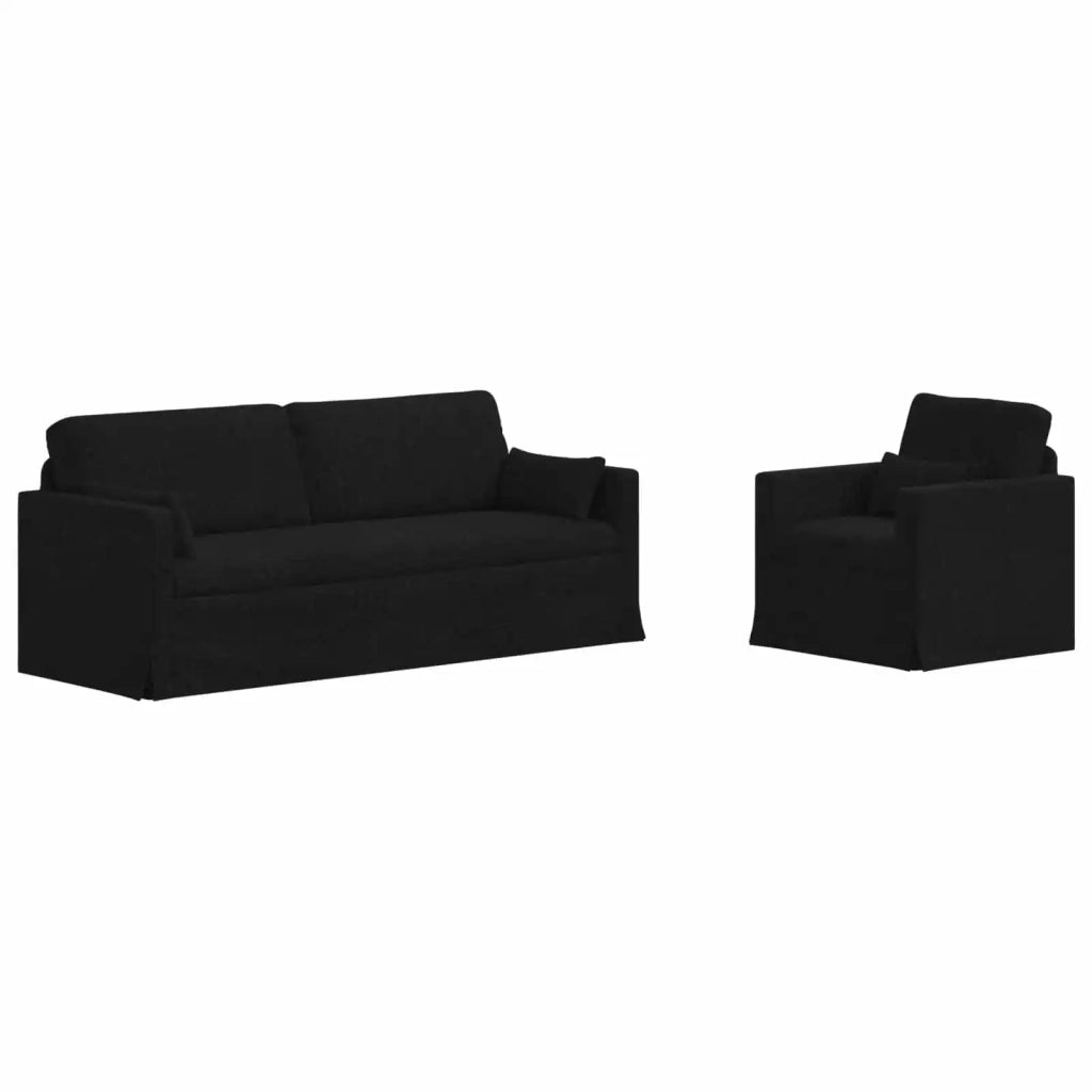Divano 2 pcs Nero 198 x 78 x 80 cm Tessuto