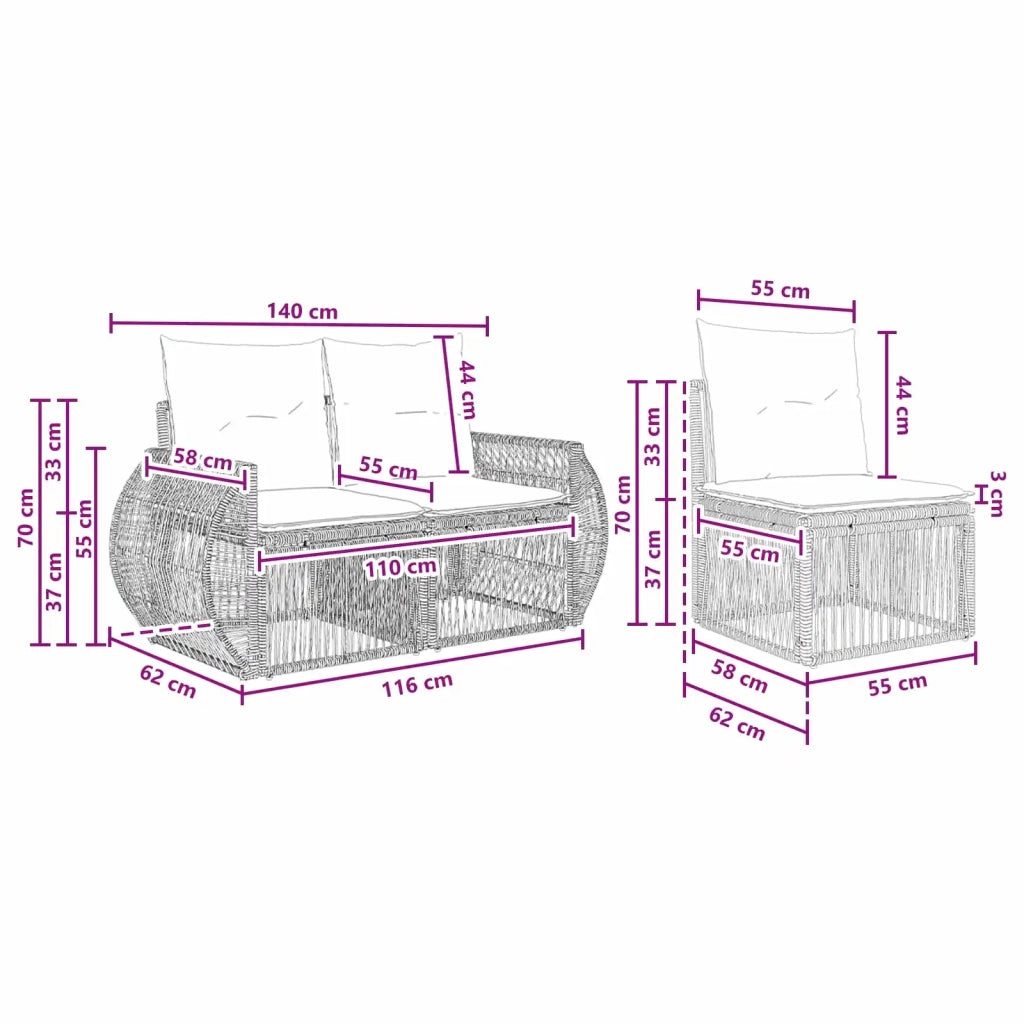 Set Divano da Giardino 5 pz Grigio e Grigio Scuro polyrattan 3435374