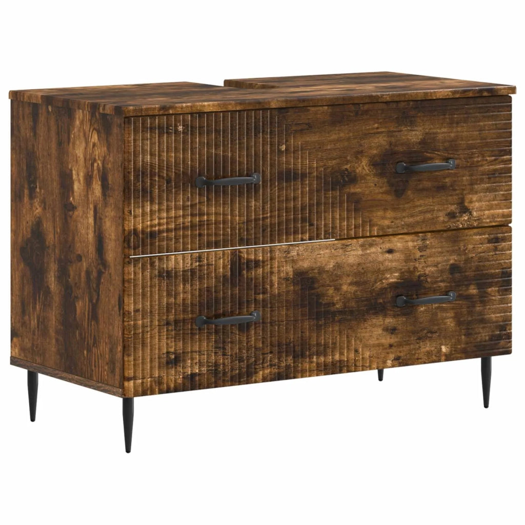 Set di Mobili da Bagno da 4 Pezzi HAARLEM Rovere Fumo 3417941
