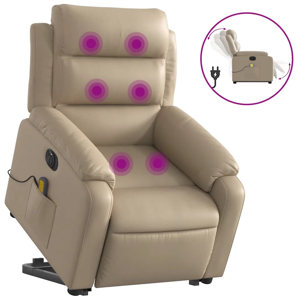 Poltrona Alzapersona Massaggio Elettrica Cappuccino Similpelle 3205069