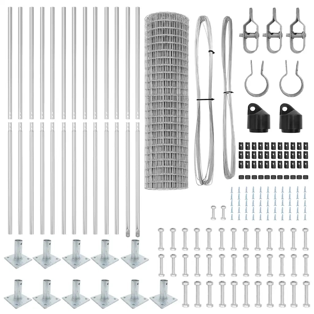 Recinzione da Giardino | Recinzione con Posto Argento 1 x 25 m Acciaio