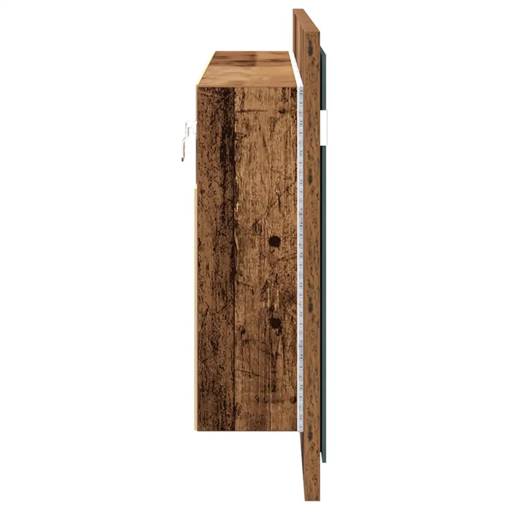 Armadio Specchio LED con porta Legno vecchio 100 x 12 x 45 cm 875042