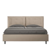 BS COM Letto matrimoniale con rete imbottito 160x210 similpelle tortora