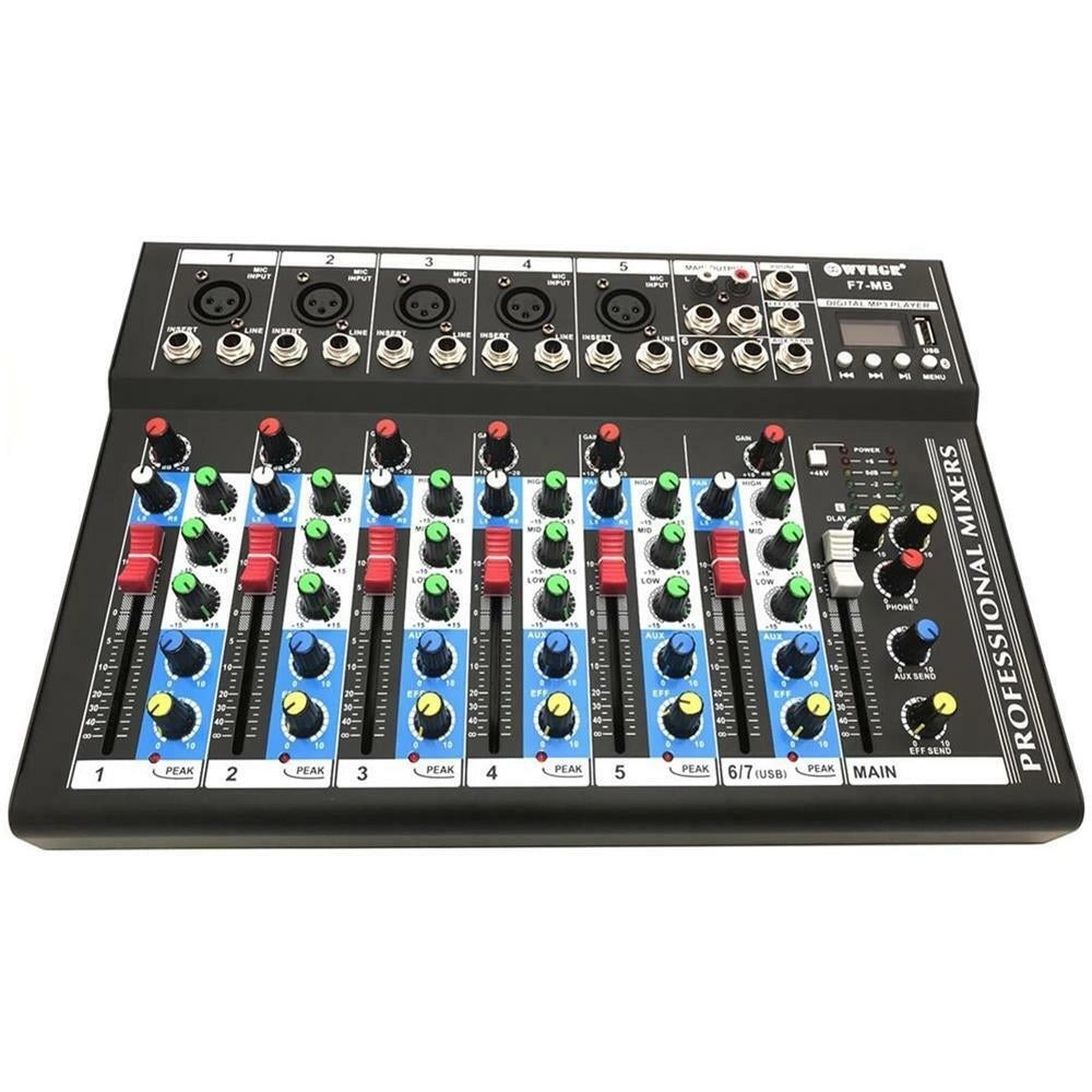 MIXER AUDIO PROFESSIONALE 7 CANALI USB CON ECHO-DELAY dj karaoke pianobar