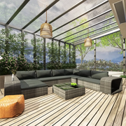 Set Divani da Giardino 10 pz con Cuscini in Polyrattan Grigio 48309