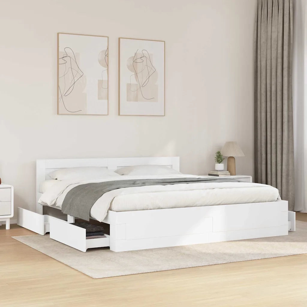 Letto matrimoniale | Letto per adulti | Struttura del letto 2 pcs Bianco 193 x 203 cm Legno multistrato