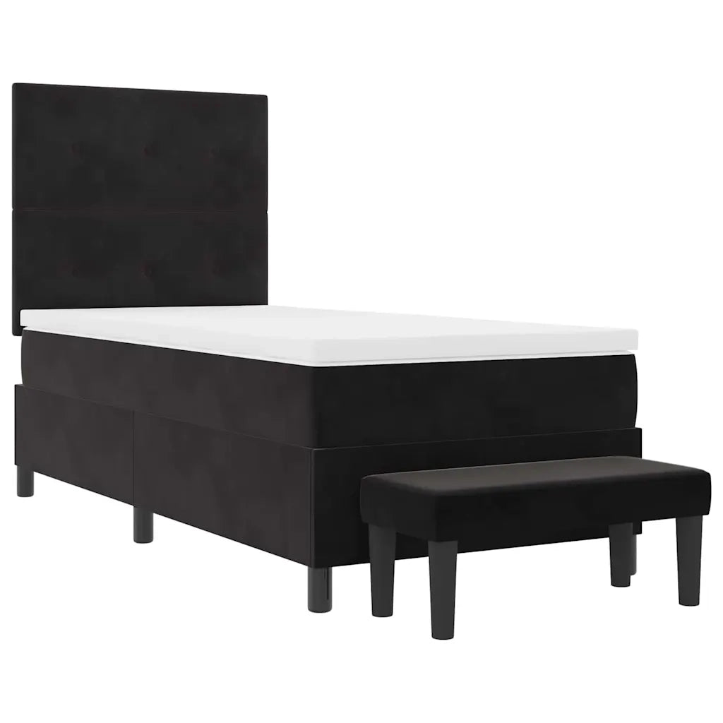 Letto a molle con materasso Nero 100 x 200 cm Velluto