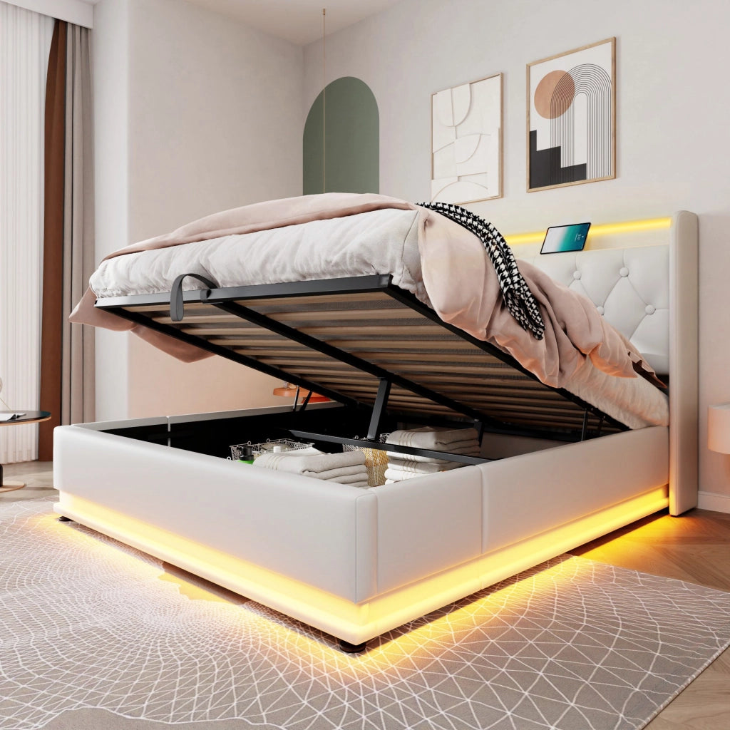 letto imbottito pu bianco 140 x 200 cm