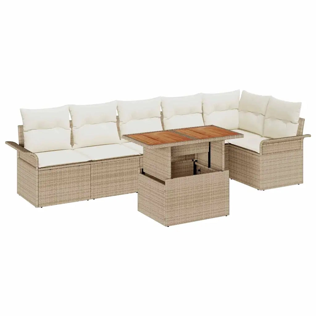 Set Divano da Giardino 7 pcs Beige Poly Rattan 3358080