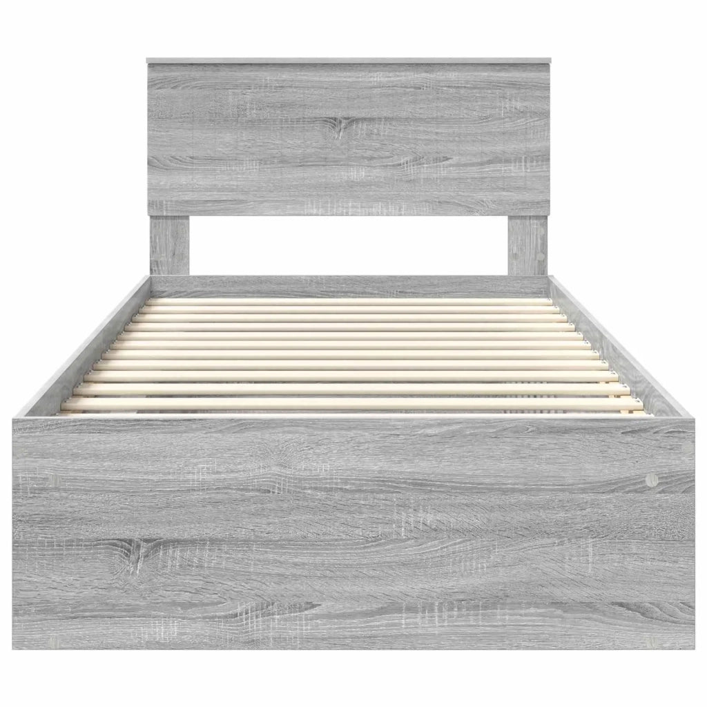 Struttura del letto-Giroletto Grigio Sonoma 100 x 200 cm Pino massello 413809
