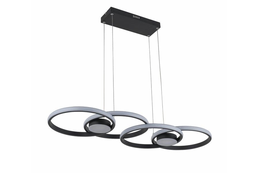 Lampada a sospensione Reality Audia anelli nera LED 48W