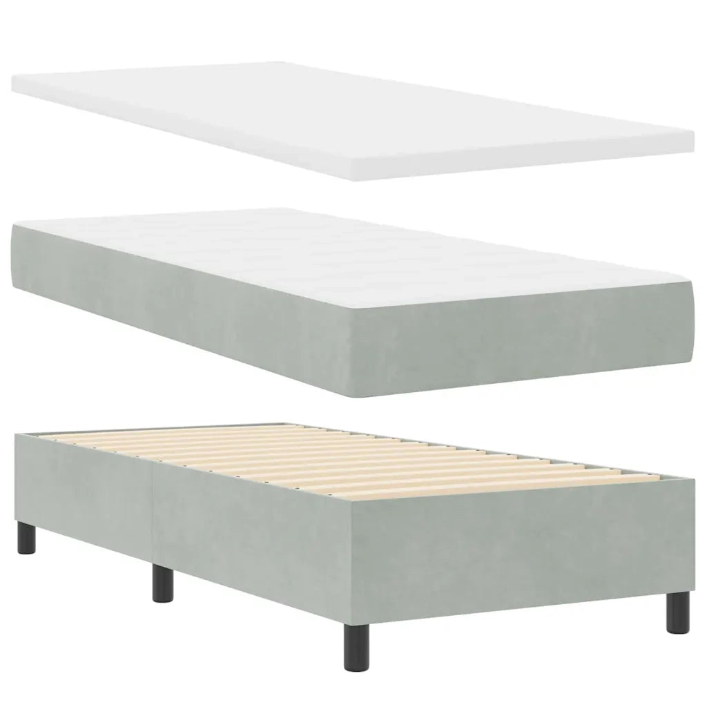 Letto a Sorgente LED Grigio chiaro 90 x 200 cm Tessuto