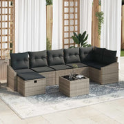 Set di divani con cuscino con archiviazione Grigio polyrattan