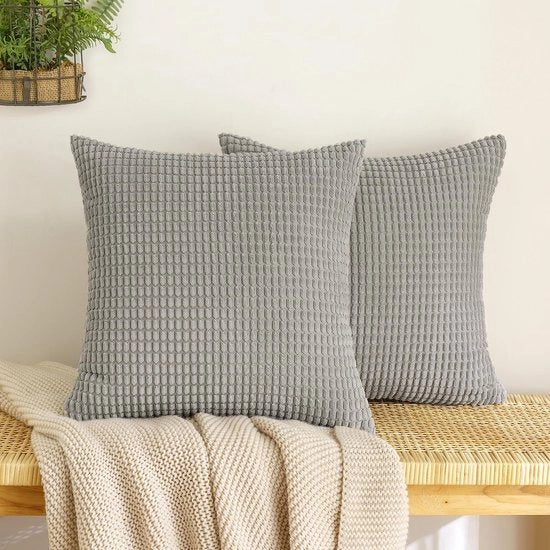 Set di 2 pezzi 40 x... cuscini decorativi di flanella morbida in grigio chiaro