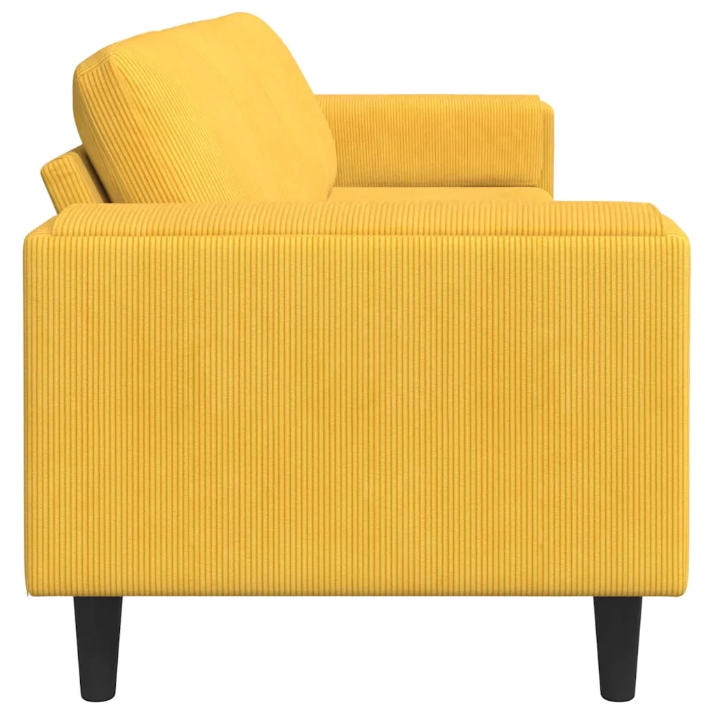 Divano Giallo Chiaro 250 x 77 x 76 cm Tessuto in Cords 3335106