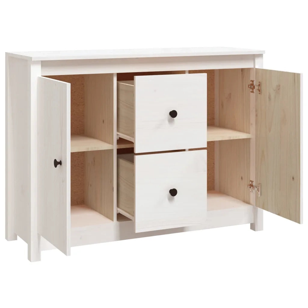 Credenza | Madia | Buffet da pranzo | Armadio da pranzo Bianca 100x35x74 cm in Legno Massello di Pino
