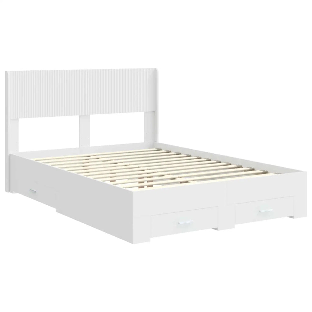 Struttura del letto con stoccaggio e testata Bianco 3414445