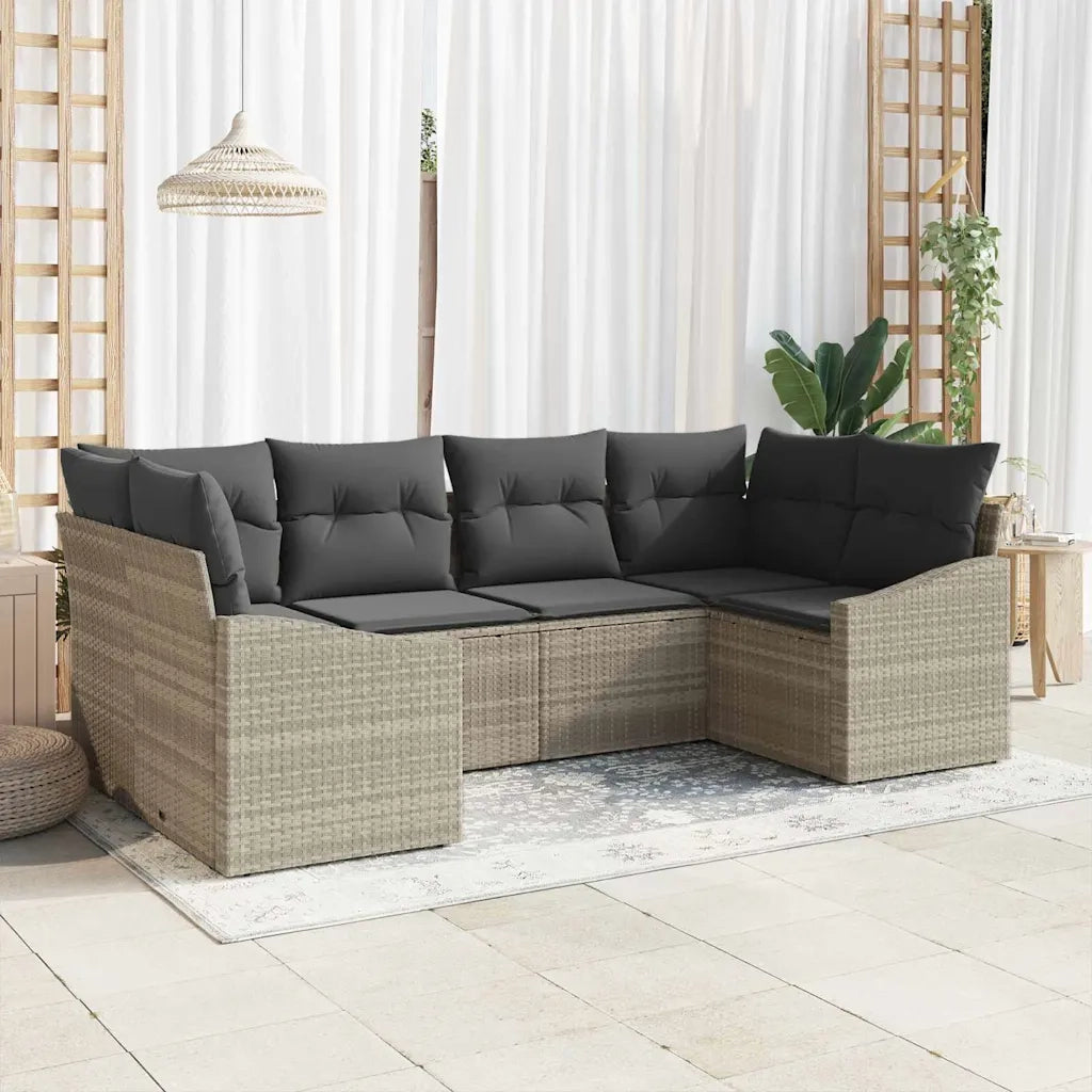 Set Divano da Giardino 6 pcs Grigio chiaro polyrattan 3355531