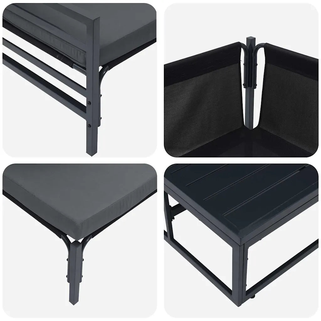 Set Divano da Giardino con cuscino 9 pcs Nero Acciaio 3379009