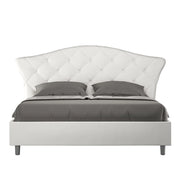 BS COM Letto matrimoniale contenitore imbottito 160x200 similpelle bianco