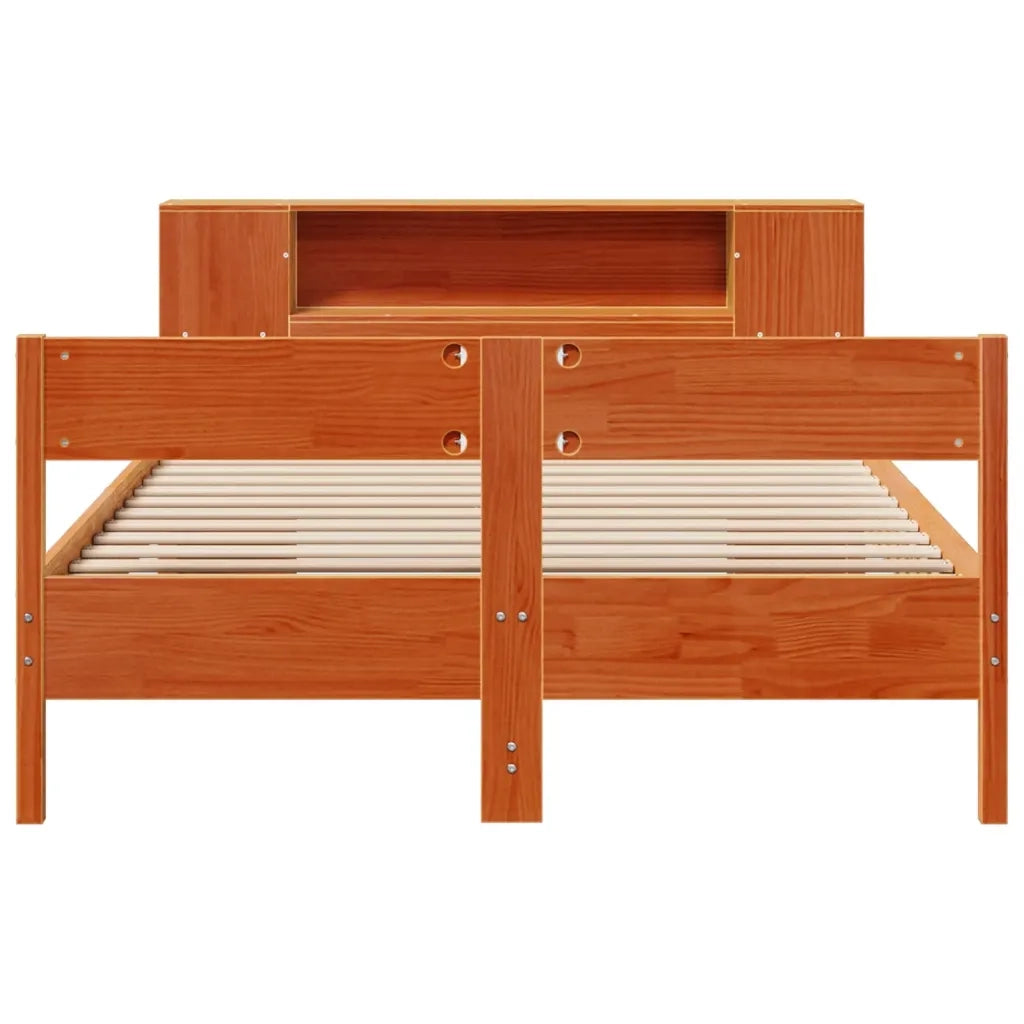 Letto Libreria senza Materasso Marrone Cera 140x200 cm in Pino 3322950